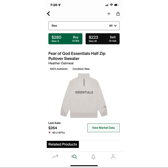 Fear Of God Essentials Quarter Zip Sweater-M - Picture 8 of 9